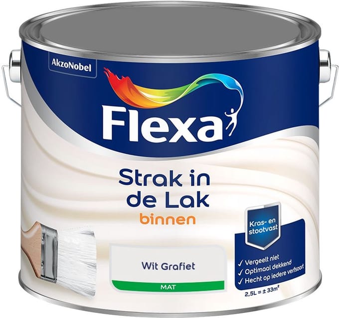 Flexa - Strak In De Lak Binnenlak Mat - Wit Grafiet - Mengverf - 2,5 L