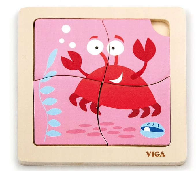 Houten Krab Puzzel voor Peuters en Kinderen vanaf 2 Jaar