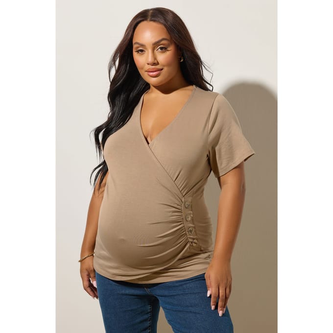 Bump It Up Wikkeltop Met Knoopdetail In Lichtbruin Size 48