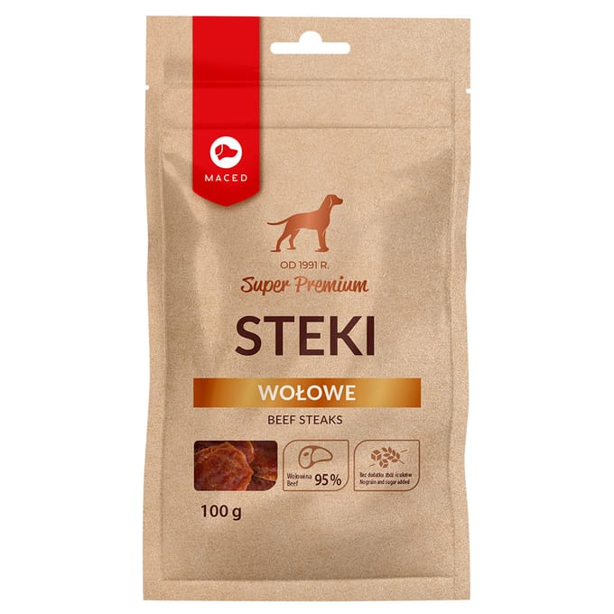 100g Maced Super Premium Beef Steaks Hondensnacks