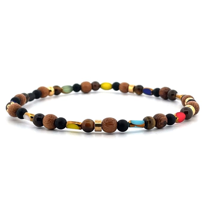 IbizaMen - heren armband - hout - gekleurd - 4mm - 21cm