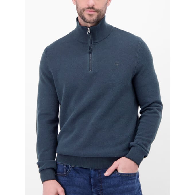 Lerros - Half zip trui - Mannen - M - 485 CLASSIC NAVY - Katoen - 25D5413