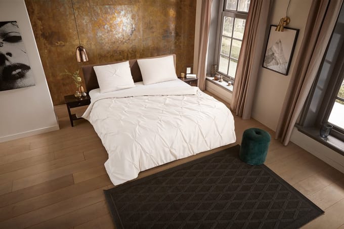 Pure dekbedovertrek luxe stiksel plooien - 2 persoons 200x200/220 cm - Zand - Microvezel