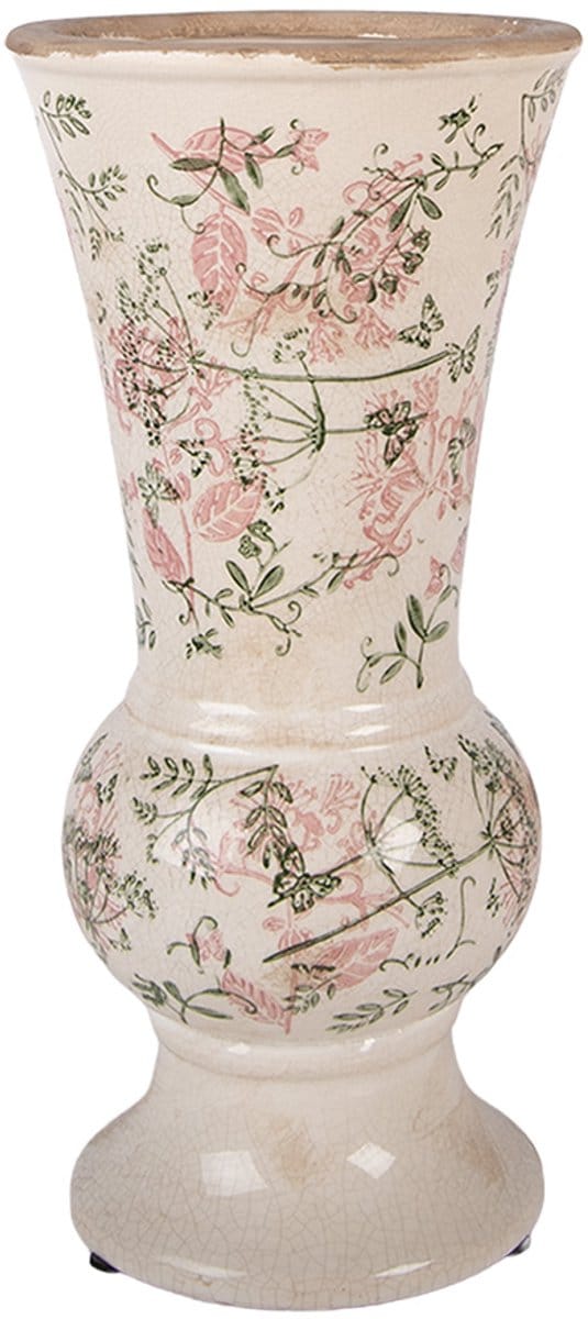 Clayre & Eef Vaas Ø 15x32 cm Beige Keramiek