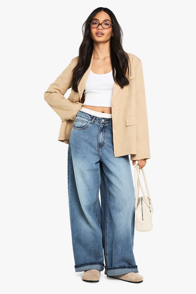 boohoo Dames Marl Flare Mouw Oversized Blazer | Mokka | Maat: 42