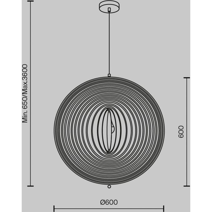 Hanglamp Maytoni Roots, bolvorm, Ø 60 cm, hout/zwart