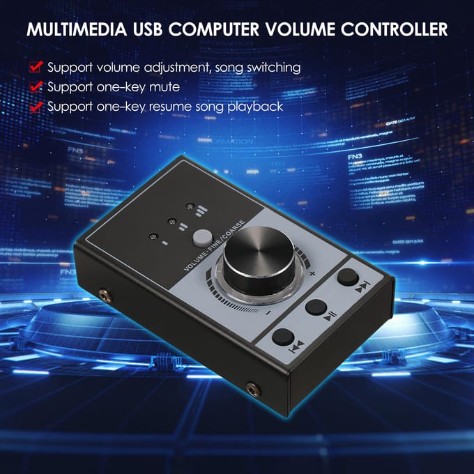Multimedia USB-computer Volumeregelaar Multimedia USB-controller Knop PC-computer zwart