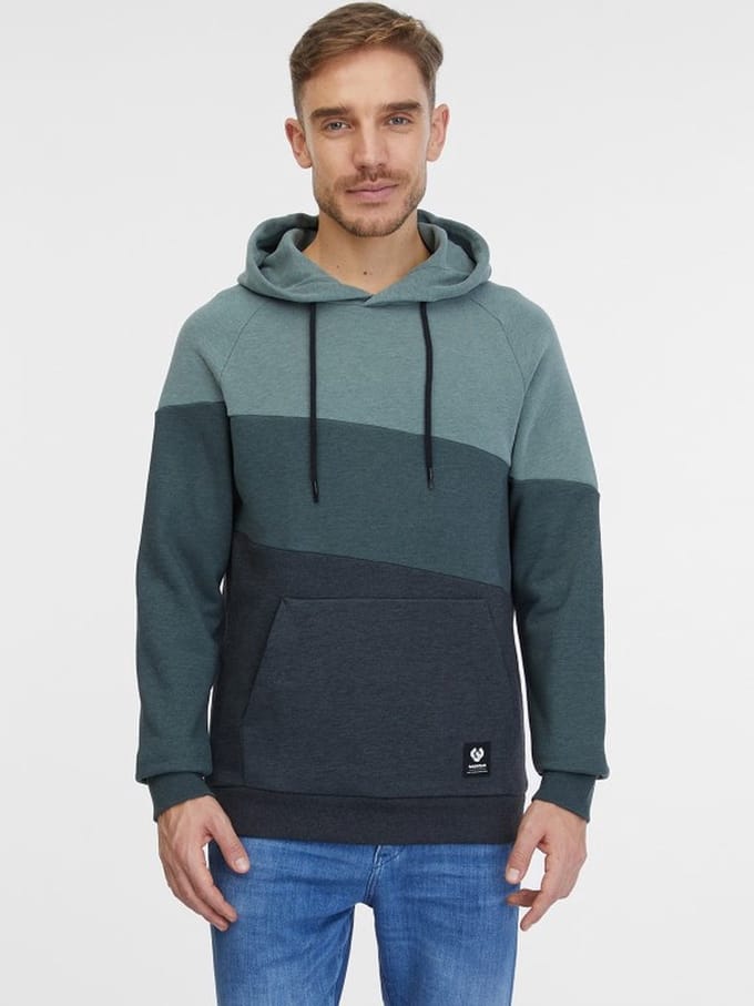 Ragwear Trui Triso groen streep + capuchon - maat S
