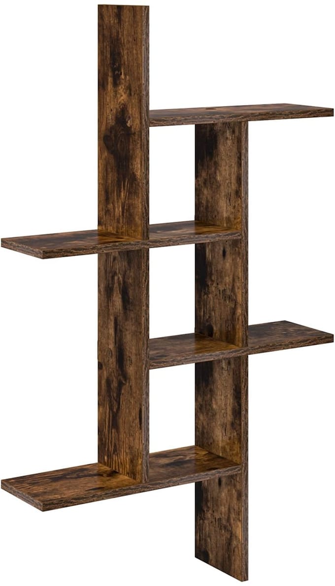 vidaXL - Wandplank - Gerookt - eiken - 61 - x - 15 - x - 102 - cm - Bewerkt - hout