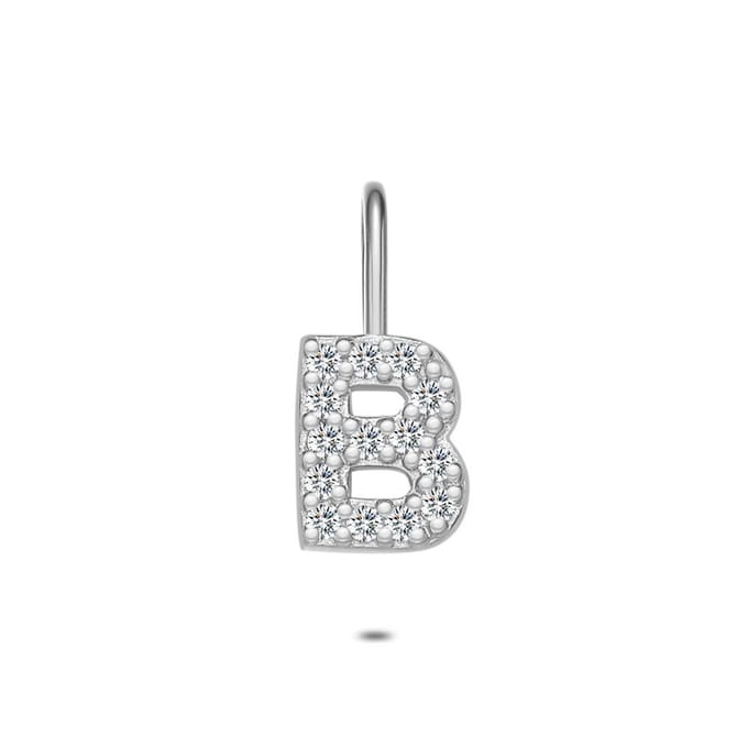 Twice As Nice Hanger in zilver, letter B met steentjes