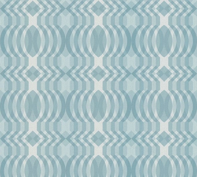RETRO BEHANG | Grafisch - blauw crème wit - A.S. Création Retro Chic