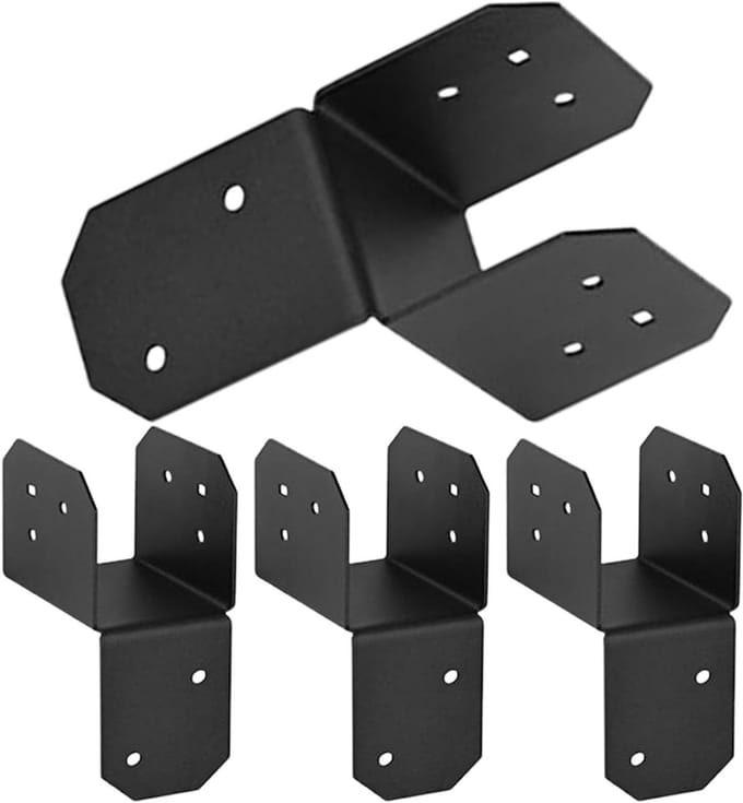 Balkconnectoren Staal - Houten Frame Beugels - Buitenconstructies Bouwen - Robuuste Stalen Constructie - 4 Stuks - Grijs
