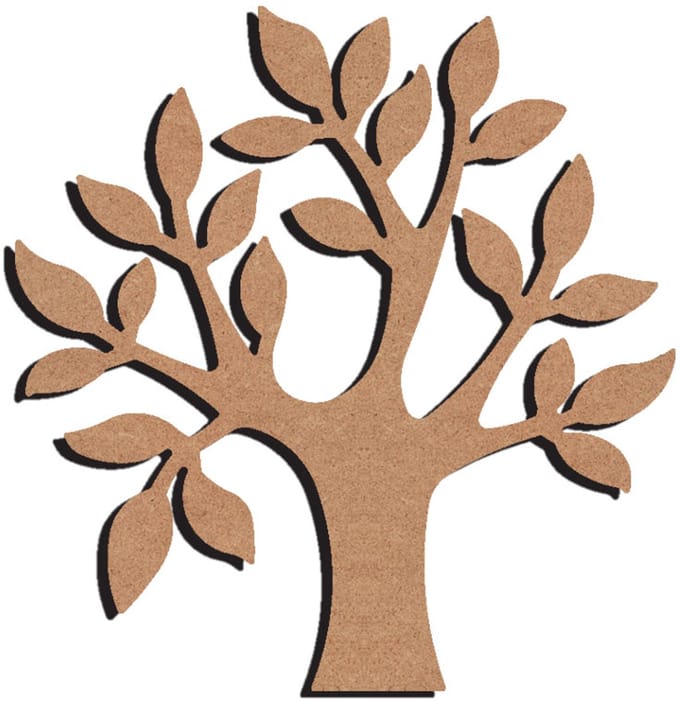 Gomille MDF figuur boom knutseldecoratie 26 cm multicolor.