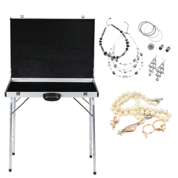 Waterdichte Koffer van Aluminiumlegering Sieraden Display Opbergdoos Organizer Koffer (#2) white
