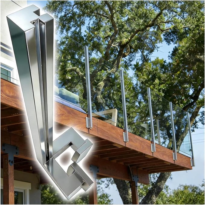 Leuning Paal - Zijsteun Beugel - Balustrade Montage - Universele Paneel Klem - 60 cm - Grijs