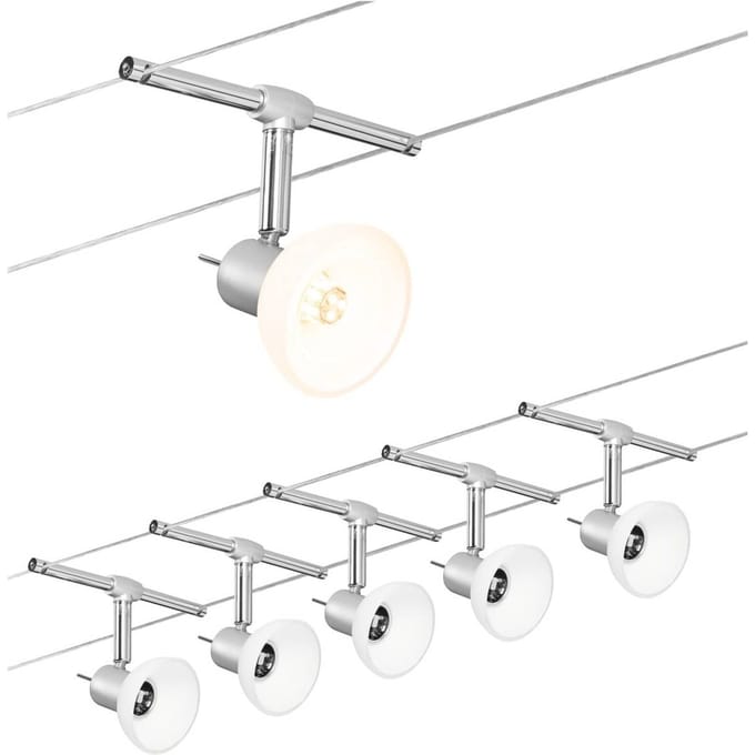 Paulmann Sheela 94136 Kabelbasissysteem GU5.3 50 W LED Chroom (mat), Opaal