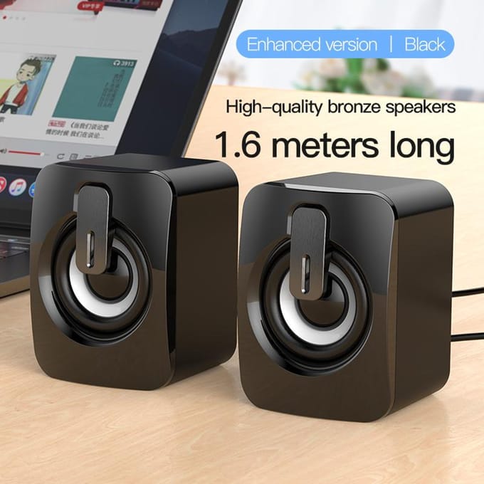 Nieuwe Leuke Computer Speaker LED Mini Speaker HIFI Surround Stereo Subwoofer Microfoon USB Bedrade Luidspreker Desktop Speaker 1 Paar without LED