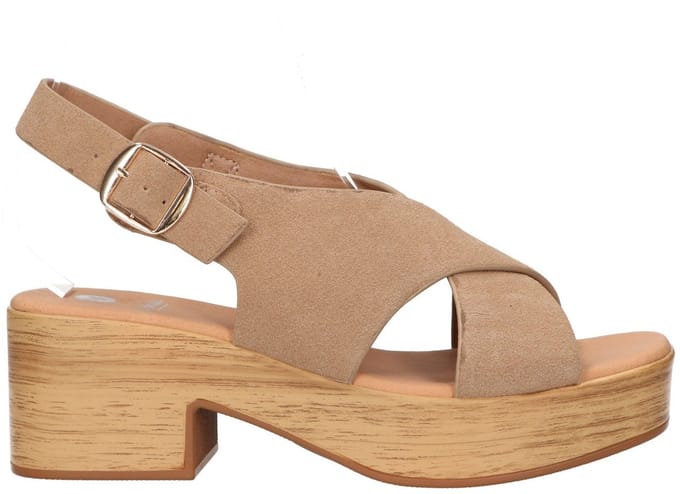 La Strada Platform Sandaal Beige Leer - Damesschoenen - Maat - 41