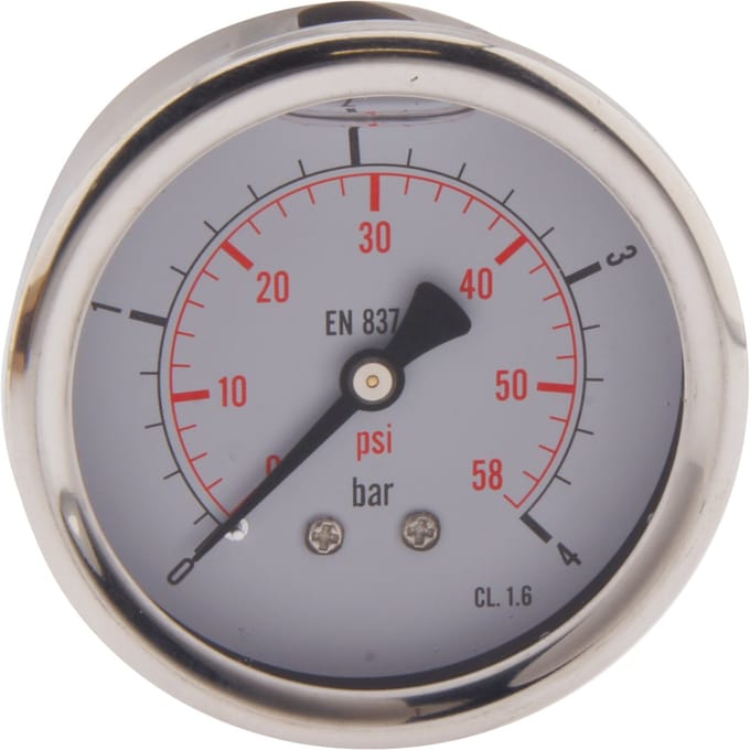 0..4 Bar Glycerine Manometer Achteraansluiting RVS/Messing 63 mm Klasse 1.6 - ML0463SHG