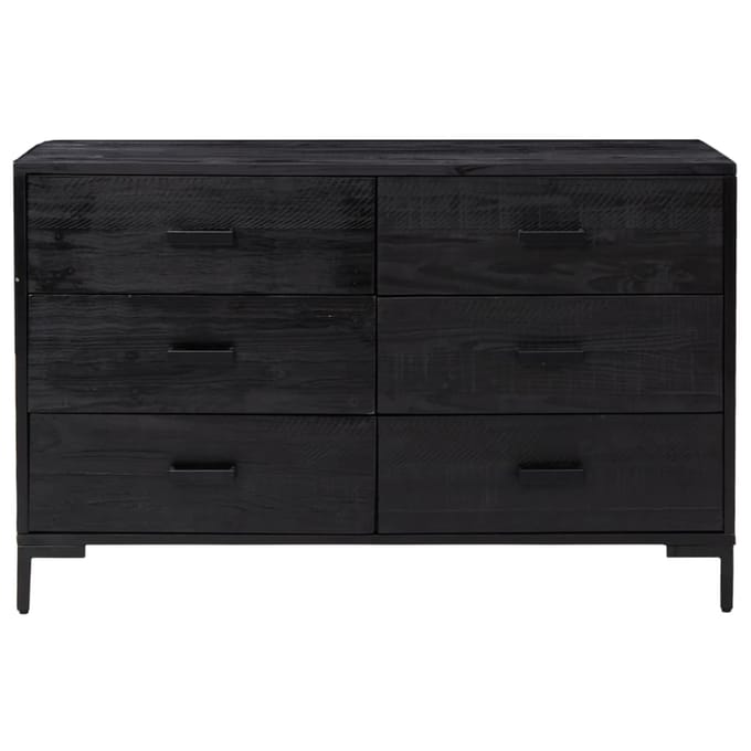 vidaXL - Dressoir - 110x35x70 - cm - massief - grenenhout - zwart