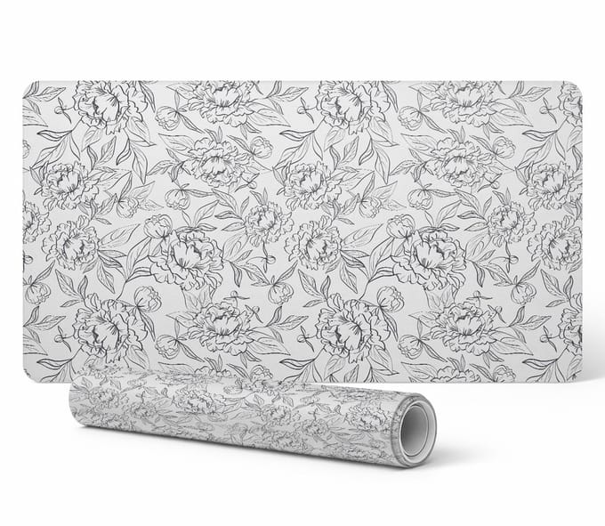 Bureauonderlegger met bloemencontourpatroon 120x60 cm