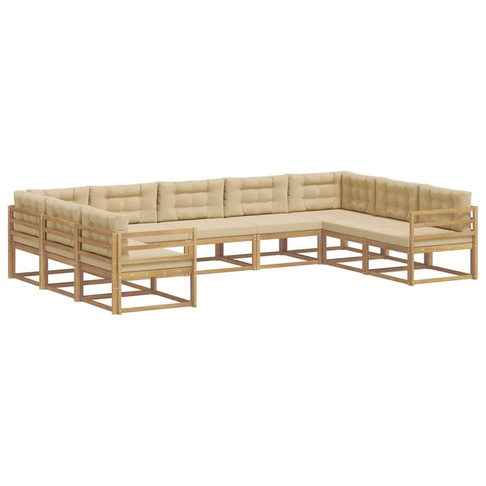 vidaXL - Buiten - bank - set - 9 - st - Wit - en - Beige