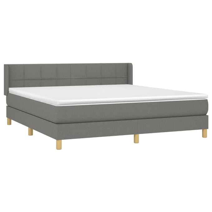 vidaXL - Boxspring - met - matras - stof - donkergrijs - 180x200 - cm