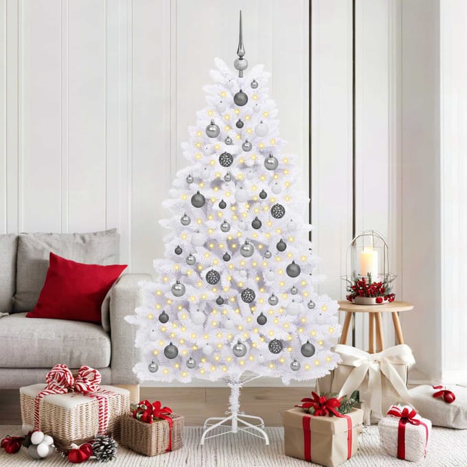 vidaXL - Kunstkerstboom - 180 - cm - PVC - en - Staal - Wit