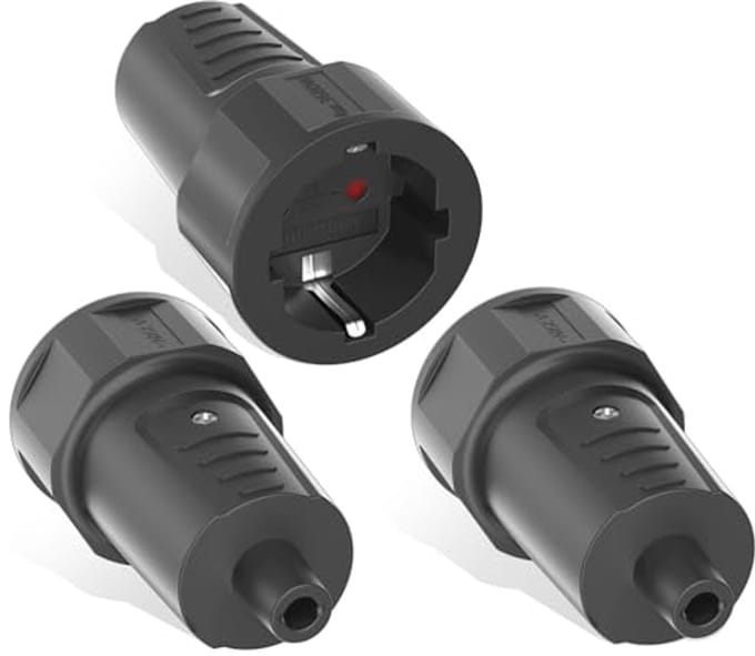 Rubberen Schuko-koppelingen - Verpakking van 3 - 250 V/16 A met Trekontlasting en Veiligheidscontact IP20