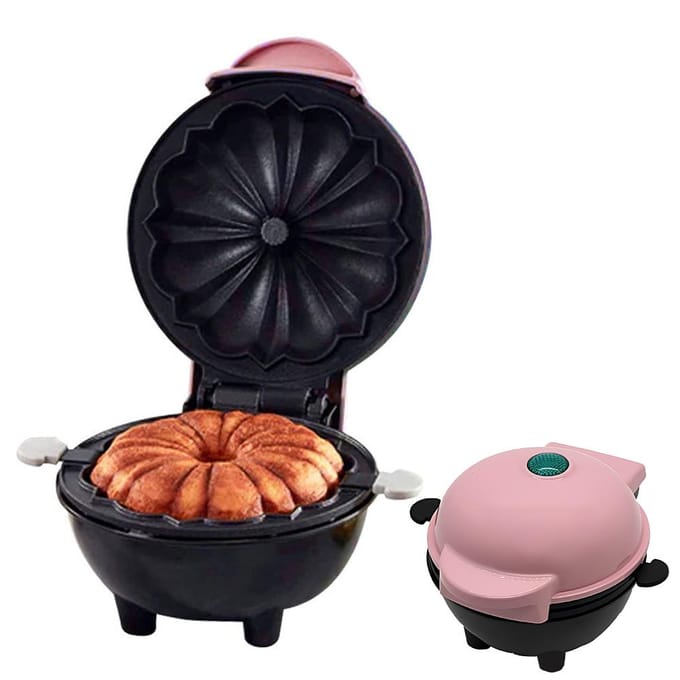 Mini Flower Donut Maker Machine Anti-aanbak Thuis Commerciële Elektrische Voedselkwaliteit Ontbijtcake Maker EU rood