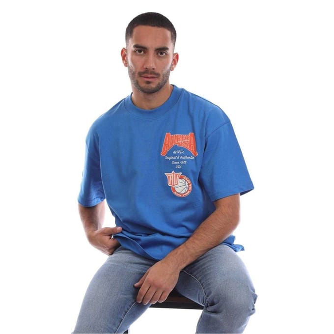 Avirex Heren Mccarren Oversized T-shirt (Blauw)