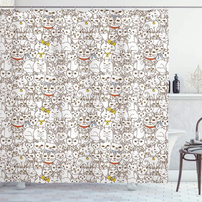 ABAKUHAUS Katje Douchegordijn – Doodle, 175x200 cm, Polyester