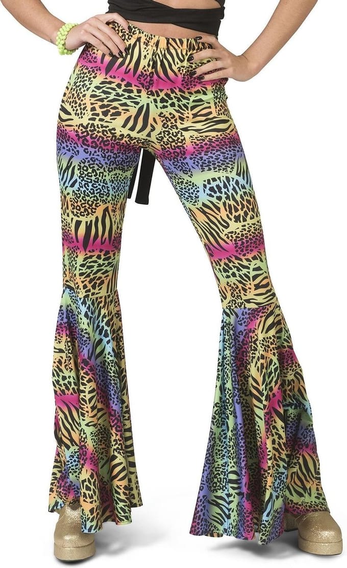 Hippie Broek Kleurrijke Dieren Print Vrouw