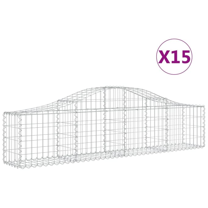 vidaXL - Schanskorven - 15 - st - gewelfd - 200x30x40/60 - cm - gegalvaniseerd - ijzer