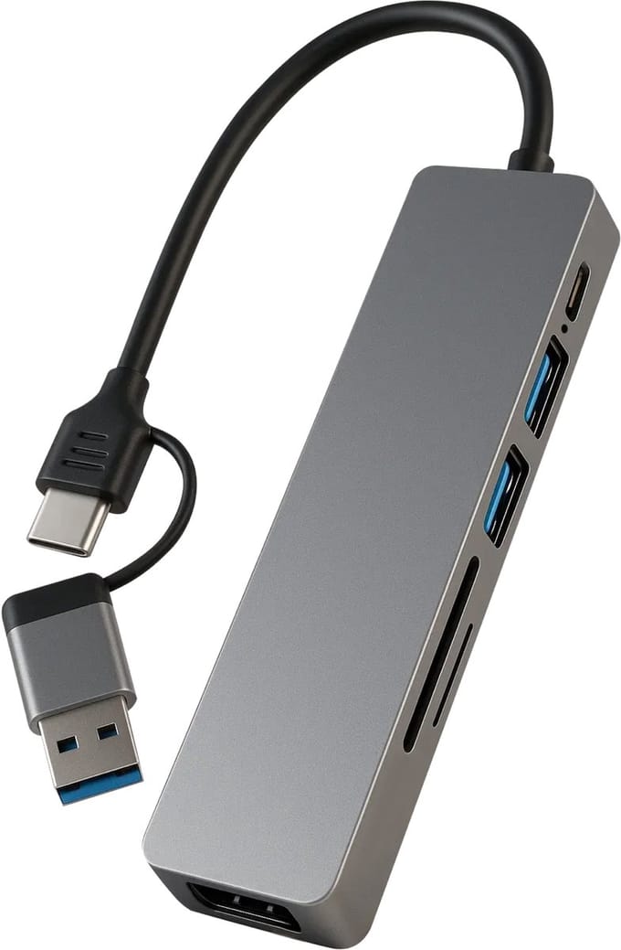 Nuvance - USB C Hub 3.0 - 5 Poorten - USB Splitter - USB C Dock - Micro SD Cardlezer USB C - Grijs