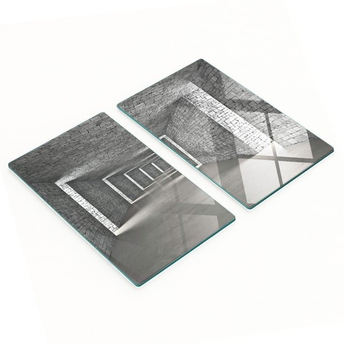 Set van gehard glazen keukenplanken met baksteenmotief, 2x30x52 cm