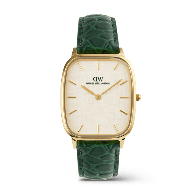 Daniel Wellington DW Watch Marlon Green Croc Belly Linen Gold 32mm