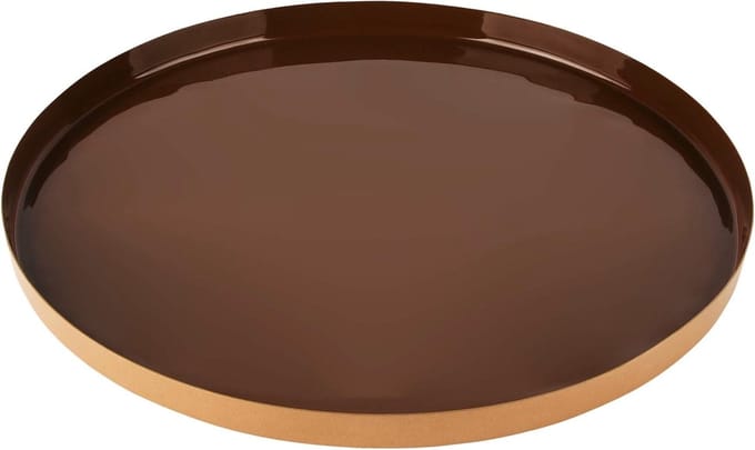 Dekoratief | Dienblad rond, bruin/goud, metaal, 21x21x2cm | A228169