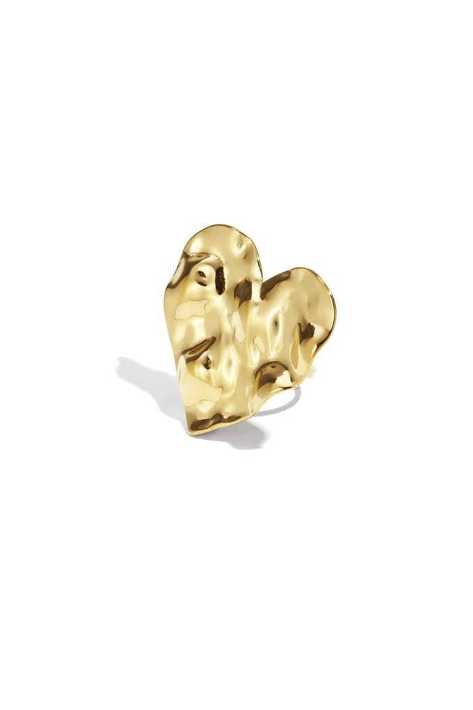 Grote hartvormige statement textuur ring - Goudkleur