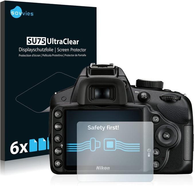 Savvies - Screenprotector voor Nikon D3200 - Folie Beschermfolie transparant 6 Stuks