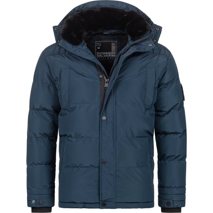 Alessandro Salvarini heren winterjas AS-326 met teddyvoering en afneembare capuchon