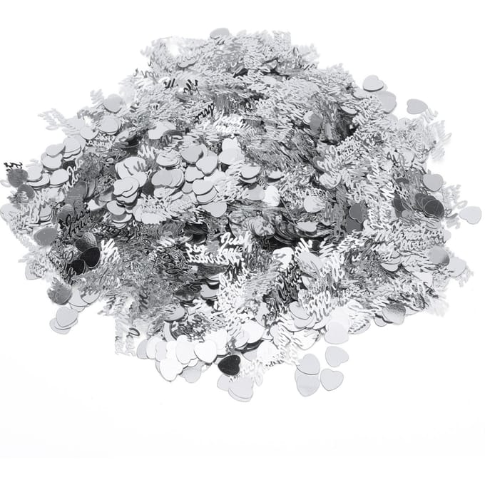 Confettis Just Married Décoration Mariage Saint-Valentin Éparpiller Paillettes Séquins 100g Argent argenté