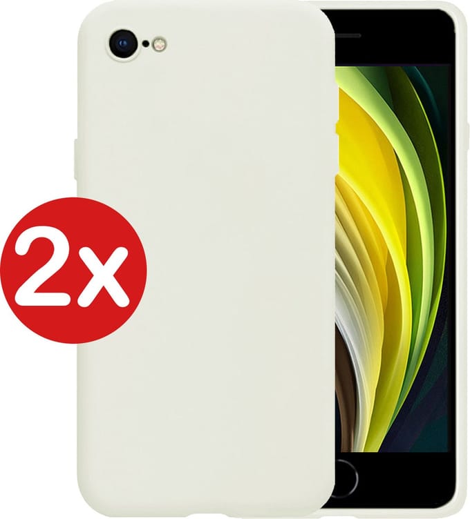 Hoes - 2 Stuks - Geschikt voor Apple iPhone 8 - Sterk & Shockproof - Case Siliconen - Back Cover - Telefoon Hoes - Wit