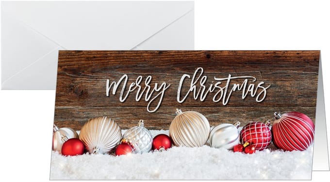 Kerstkaart 'Rood en wit kerstfeest met donkere ...'