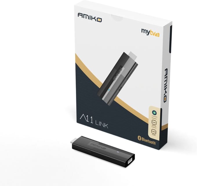 Amiko A11 LINK TV Stick - Android 11 | Google Assistant - Bluetooth 5.0 | 4K UHD