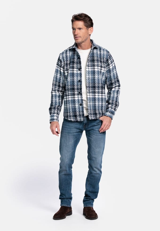 Giordano - Salmari - Overshirt - Wolmix Tussenjas - Visgraat - Navy - 527504-60