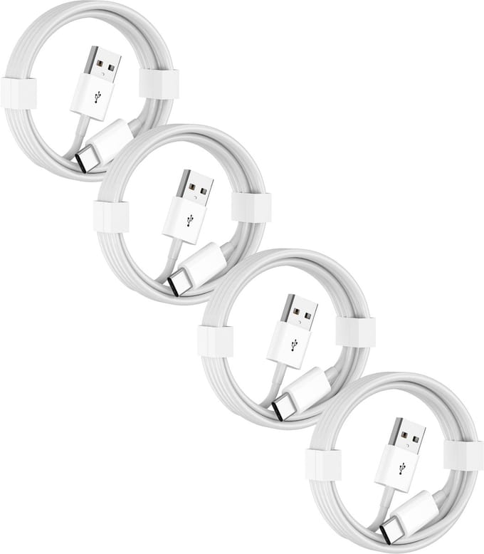 USB A naar USB C Kabel - 1 Meter Oplaadkabel 4x - Wit