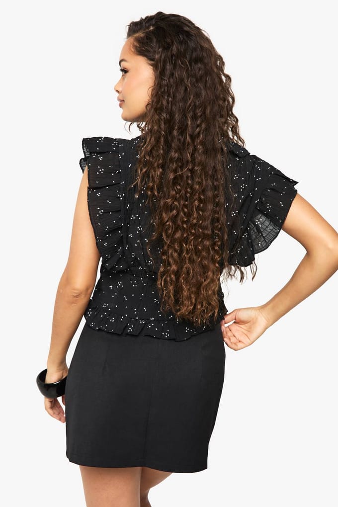 boohoo Dames Ruffle Floral Print Tie Front Blouse | Black | Maat: Small