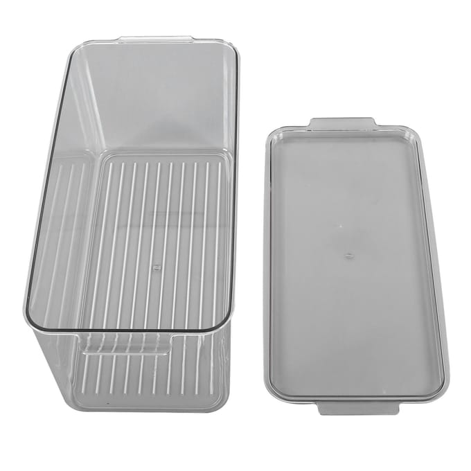 Boîte de Rangement en Plastique Empilable Réfrigérateur Cuisine Plastique Transparent Fruit Légume Conservation Boîte de Rangement Haute white