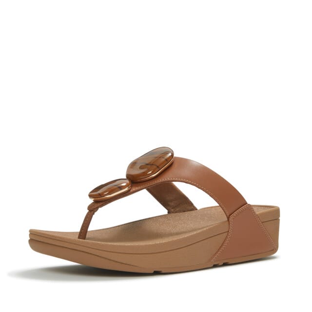 FITFLOP Lulu Marbled Stone Toe-post Slippers - Dames - Camel - Maat 42